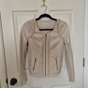 Hinge Cream Ruffle Trim Blazer